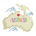 australia lettering on map