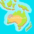 Australia Mainland Vector Cartoon Relief Map