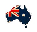 Australia map on Australia flag drawing