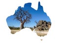 Australia map with boaboab trees Royalty Free Stock Photo