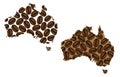 Australia - map of coffee bean Royalty Free Stock Photo