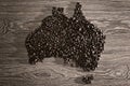 Australia map with coffee beans Royalty Free Stock Photo