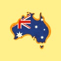 Australia - Map colored with Australian flag Royalty Free Stock Photo