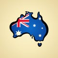 Australia - Map colored with flag Royalty Free Stock Photo