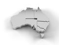 Australia map 3D silver with states stepwise and clipping path Royalty Free Stock Photo