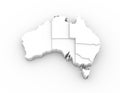 Australia map 3D white with states stepwise and clipping path Royalty Free Stock Photo