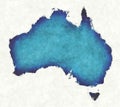 Australia map with drawn lines and blue watercolor illustration Royalty Free Stock Photo