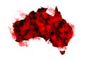 Australia Map Fire on White Background. Bushfire In Australia Wilderness. Save Australia