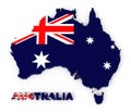 Australia, map with flag, with clipping path Royalty Free Stock Photo