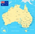 Australia - map and flag - illustration Royalty Free Stock Photo