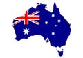 Australia map with flag - outline of a state with a national flag Royalty Free Stock Photo