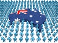 Australia map flag with people Royalty Free Stock Photo