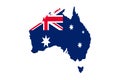 Australia map with  flag texture on  white background, illustration,textured , Symbols of Australia,for advertising ,promote, TV Royalty Free Stock Photo