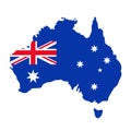 Australia map with flag. Vector illustration. Blue red background Royalty Free Stock Photo