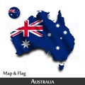 Australia map and flag . Waving textile design . Dot world map background . Vector Royalty Free Stock Photo