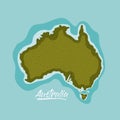 Australia map in green surrounded by the ocean