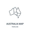 australia map icon vector from travelling collection. Thin line australia map outline icon vector illustration. Linear symbol