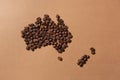 Australia map made with coffee beans Royalty Free Stock Photo