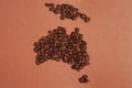 Australia map made of coffee beans Royalty Free Stock Photo