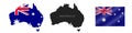 Australia. Detailed flag map. Detailed silhouette. Waving flag. Vector illustration Royalty Free Stock Photo
