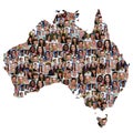 Australia map multicultural group of young people integration di Royalty Free Stock Photo