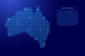 Australia map silhouette from blue mosaic structure squares and glowing stars. Vector illustration Royalty Free Stock Photo