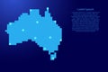 Australia map silhouette from blue square pixels and glowing stars. Vector illustration Royalty Free Stock Photo