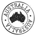 Australia Map Silhouette. Postal Passport Stamp Round Vector Icon Seal Badge Mail Illustration. Royalty Free Stock Photo