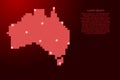Australia map silhouette from red square pixels and glowing stars. Vector illustration Royalty Free Stock Photo