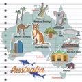 Australia map and travel icon