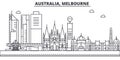 Australia, Melbourne architecture line skyline illustration. Linear vector cityscape with famous landmarks, city sights