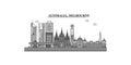 Australia, Melbourne city skyline isolated vector illustration, icons