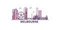 Australia, Melbourne City tourism landmarks, vector city travel illustration