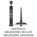 Australia, Melbourne, Sea Life Melbourne Aquarium travel landmark vector illustration