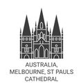 Australia, Melbourne, St Pauls Cathedral travel landmark vector illustration Royalty Free Stock Photo