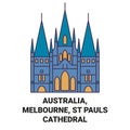 Australia, Melbourne, St Pauls Cathedral travel landmark vector illustration Royalty Free Stock Photo