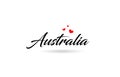 Australia name country word with three red love heart. Creative typography logo icon design