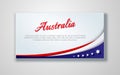 Australia national flag theme red white curved lines and stars on a blue background Patriotic poster banner card card template Royalty Free Stock Photo