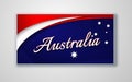 Australia national flag theme red white curved lines and stars on a blue background Patriotic poster banner card card template Royalty Free Stock Photo