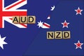 Australia and New Zealand currencies codes on national flags background Royalty Free Stock Photo