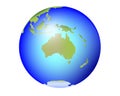 Australia, New Zealand, Tasmania on the planet Earth. Globe with continent Australia and Oceania - full color vector world map.