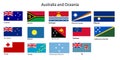 Australia and Oceania flags vector. Royalty Free Stock Photo
