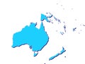 Australia and Oceania map in 3D