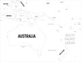 Australia and Oceania map. High detailed political map of australian and pacific region with country, capital, ocean and