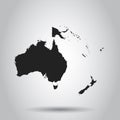 Australia and oceania map icon. Flat vector illustration. Australia sign symbol with shadow on white background. Royalty Free Stock Photo