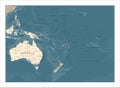 Australia and Oceania Map - Vintage Vector Illustration Royalty Free Stock Photo