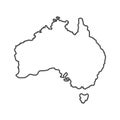 Australia outline world map, vector illustration isolated on white. Map of Australia continent, line silhouette concept