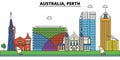 Australia, Perth. City skyline architecture . Editable Royalty Free Stock Photo