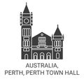 Australia, Perth, Perth Town Hall travel landmark vector illustration