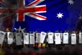 Australia police guards in heavy smoke and fire protecting country against mutiny - protest fighting concept, military 3D